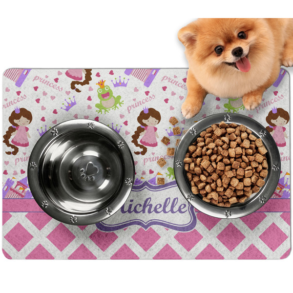 Custom Princess & Diamond Print Dog Food Mat - Small w/ Name or Text