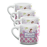 Princess & Diamond Print Double Shot Espresso Cups - Set of 4 (Personalized)