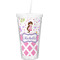 Princess & Diamond Print Double Wall Tumbler with Straw (Personalized)