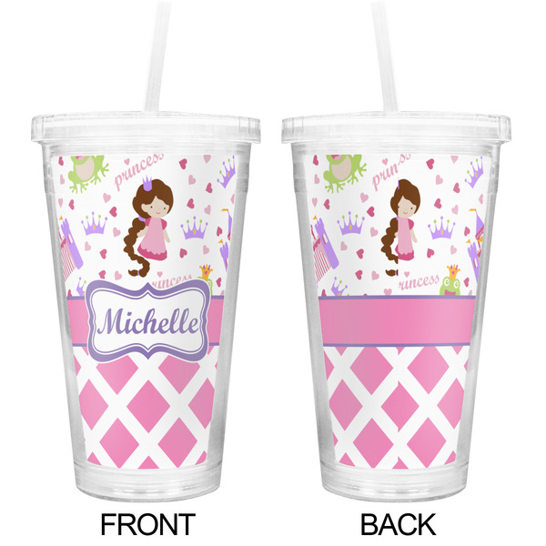 Princess & Diamond Print Double Wall Tumbler with Straw - Approval