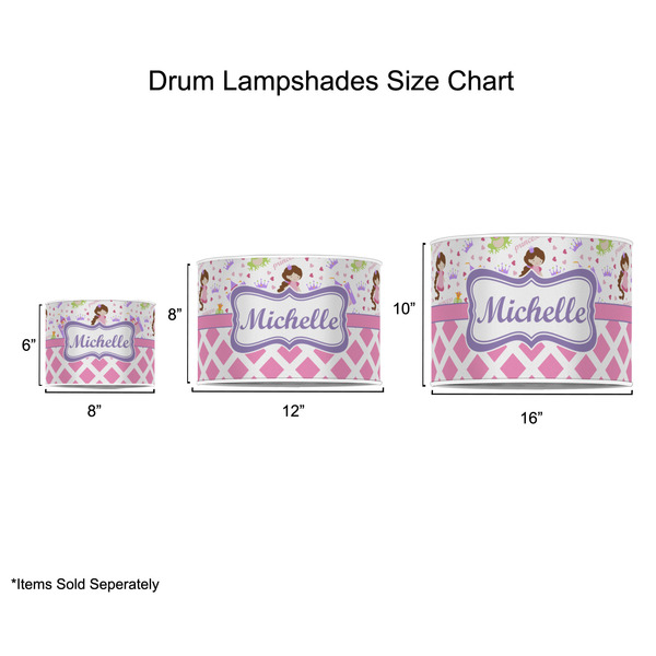 Princess & Diamond Print Drum Lampshades - Sizing Chart