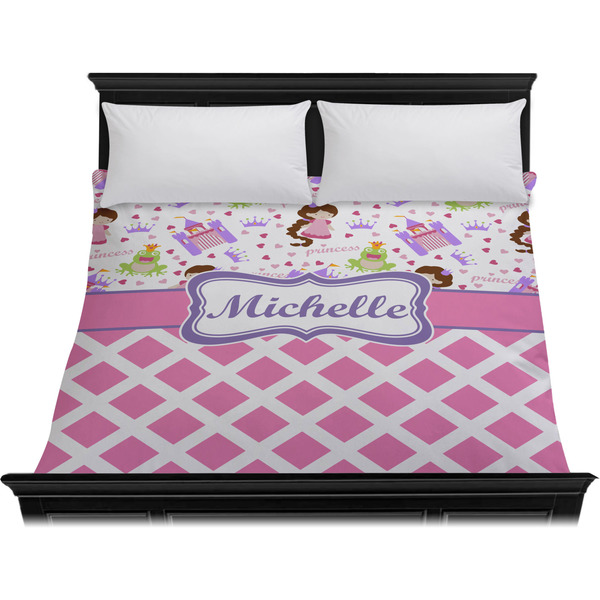 Princess & Diamond Print Duvet Cover - King - On Bed - No Prop