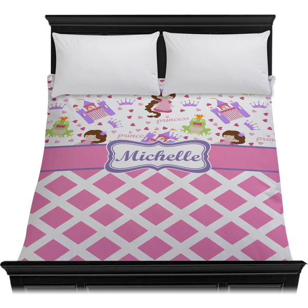 Princess & Diamond Print Duvet Cover - Queen - On Bed - No Prop