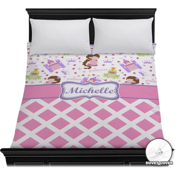 Custom Princess & Diamond Print Duvet Cover - Full / Queen (Personalized)