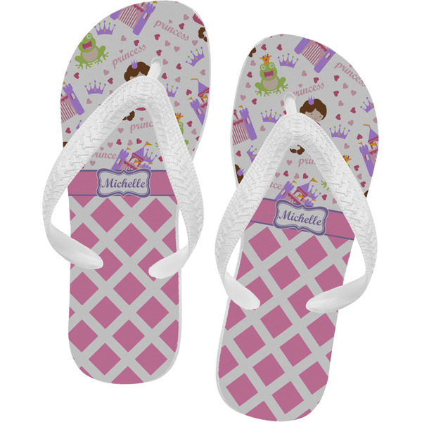 Custom Princess & Diamond Print Flip Flops - Small (Personalized)