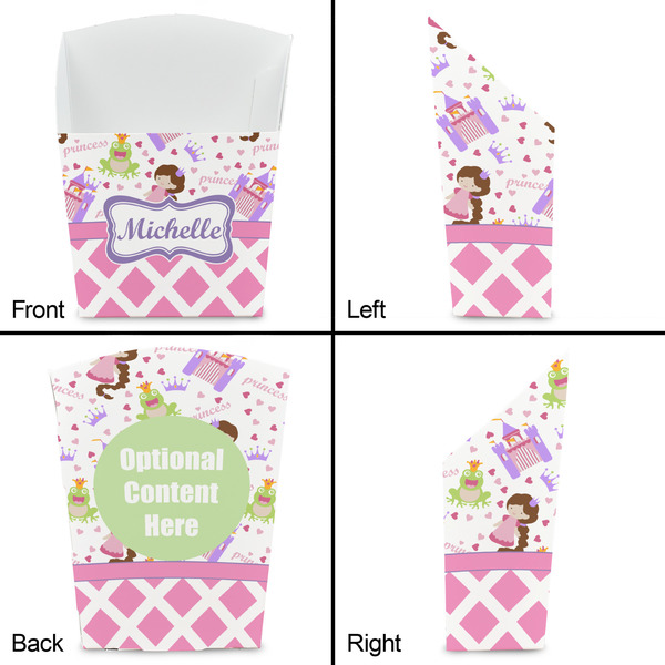 Princess & Diamond Print French Fry Favor Box - Front & Back View