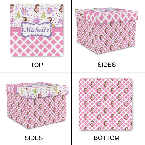 Princess & Diamond Print Gift Boxes with Lid - Canvas Wrapped - Large - Approval