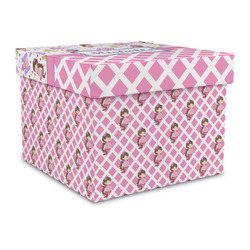Princess & Diamond Print Gift Box with Lid - Canvas Wrapped - Large (Personalized)