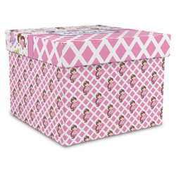 Princess & Diamond Print Gift Box with Lid - Canvas Wrapped - X-Large (Personalized)