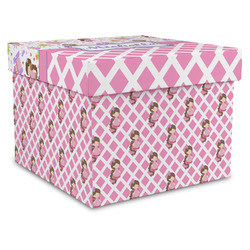 Princess & Diamond Print Gift Box with Lid - Canvas Wrapped - XX-Large (Personalized)