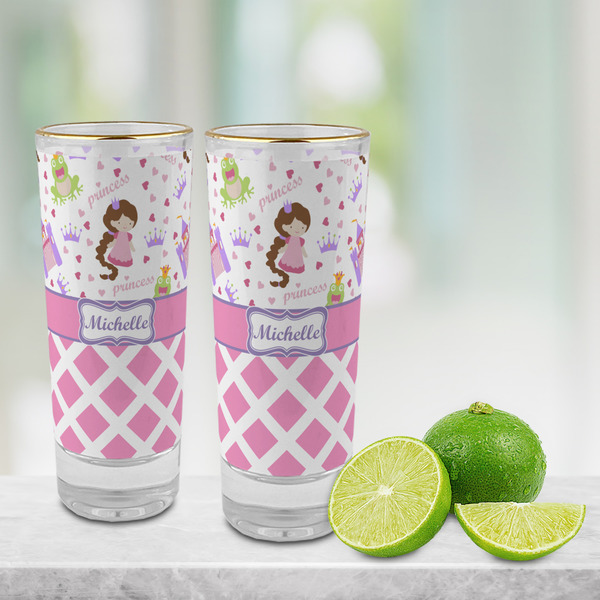 Princess & Diamond Print Glass Shot Glass - 2 oz - LIFESTYLE
