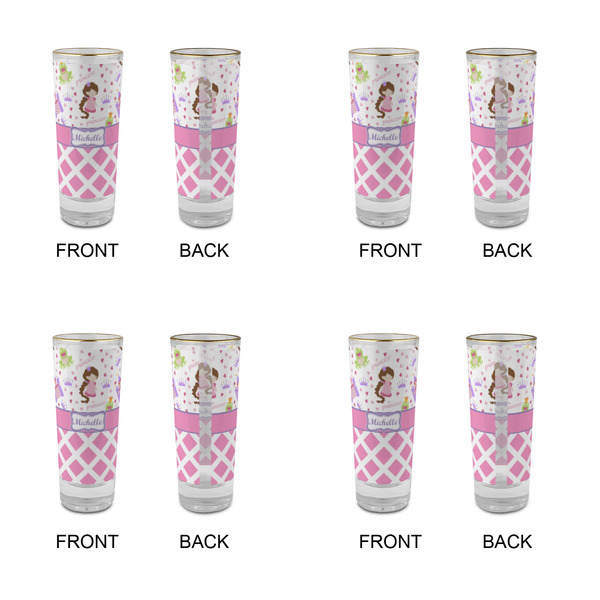 Princess & Diamond Print Glass Shot Glass - 2 oz - Set of 4 - APPROVAL