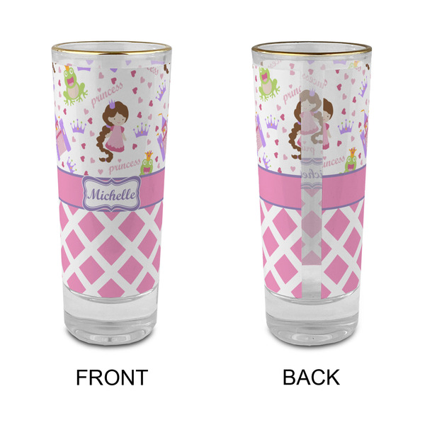 Princess & Diamond Print Glass Shot Glass - 2 oz - Single - APPROVAL