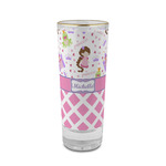 Princess & Diamond Print 2 oz Shot Glass -  Glass with Gold Rim - Set of 4 (Personalized)