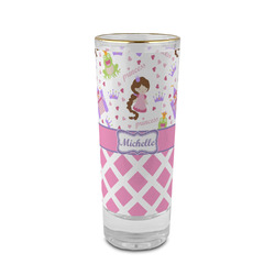 Princess & Diamond Print 2 oz Shot Glass -  Glass with Gold Rim - Set of 4 (Personalized)