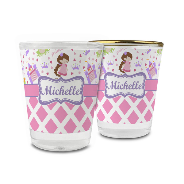 Custom Princess & Diamond Print Glass Shot Glass - 1.5 oz (Personalized)