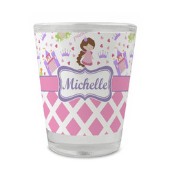 Princess & Diamond Print Glass Shot Glass - 1.5 oz - Set of 4 (Personalized)