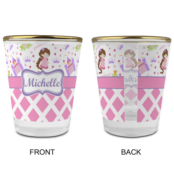 Princess & Diamond Print Glass Shot Glass - with gold rim - APPROVAL