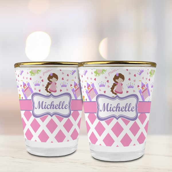 Princess & Diamond Print Glass Shot Glass - with gold rim - LIFESTYLE