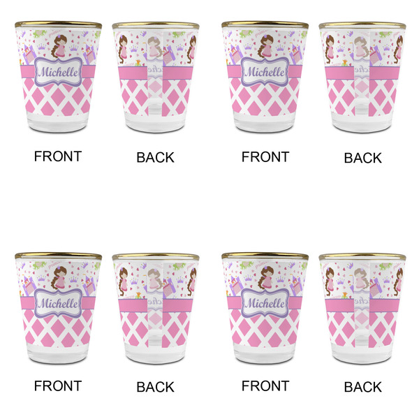 Princess & Diamond Print Glass Shot Glass - with gold rim - Set of 4 - APPROVAL