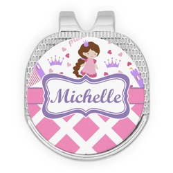 Princess & Diamond Print Golf Ball Marker - Hat Clip - Silver