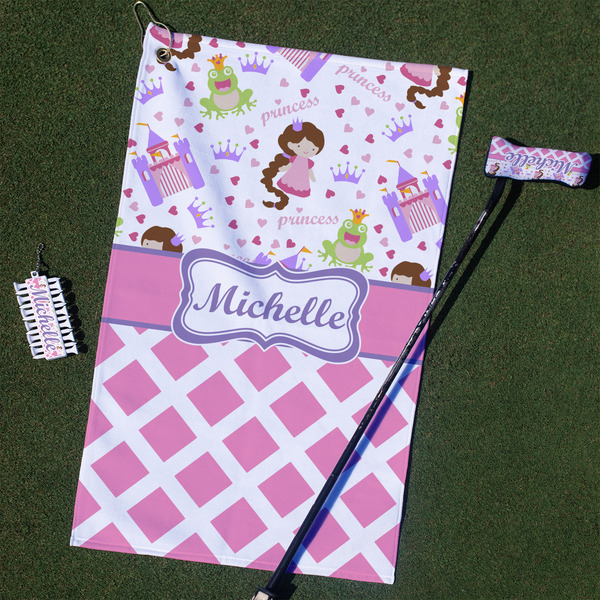 Custom Princess & Diamond Print Golf Towel Gift Set (Personalized)