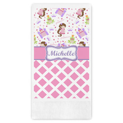 Princess & Diamond Print Guest Napkins - Full Color - Embossed Edge (Personalized)