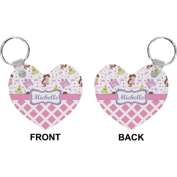 Princess & Diamond Print Heart Keychain (Front + Back)