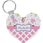Princess & Diamond Print Heart Plastic Keychain w/ Name or Text