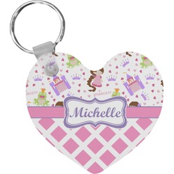 Princess & Diamond Print Heart Plastic Keychain w/ Name or Text