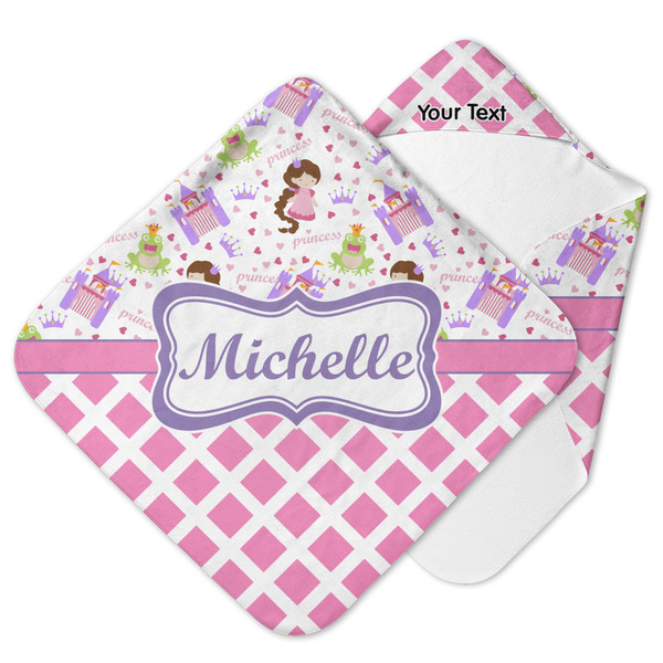 Custom Princess & Diamond Print Hooded Baby Towel (Personalized)