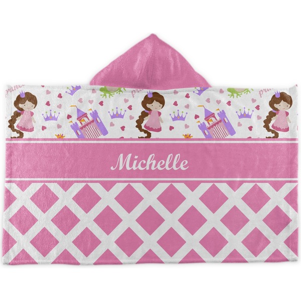 Custom Princess & Diamond Print Kids Hooded Towel (Personalized)