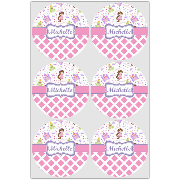 Princess & Diamond Print Icing Circle - Large - Set of 6
