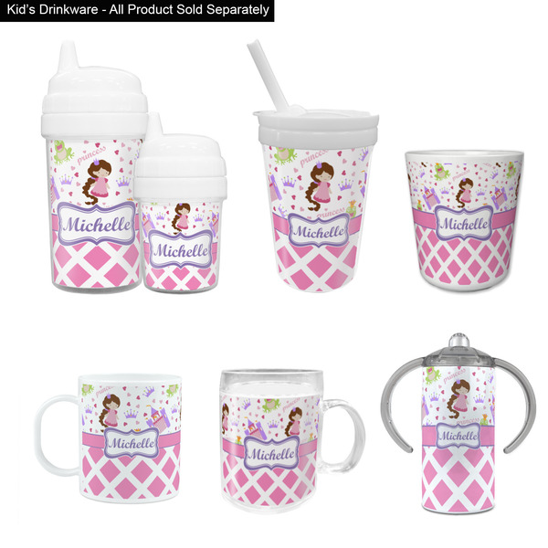 Princess & Diamond Print Kid's Drinkware - Customized & Personalized