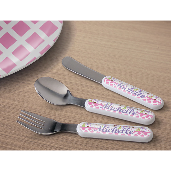 Princess & Diamond Print Kids Flatware w/ Plate