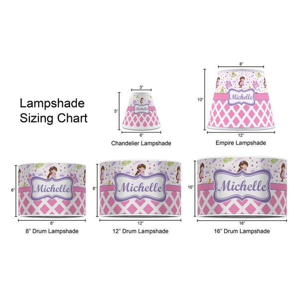 Princess & Diamond Print Lampshade Sizing Chart