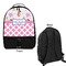 Princess & Diamond Print Large Backpack - Black - Front & Back View
