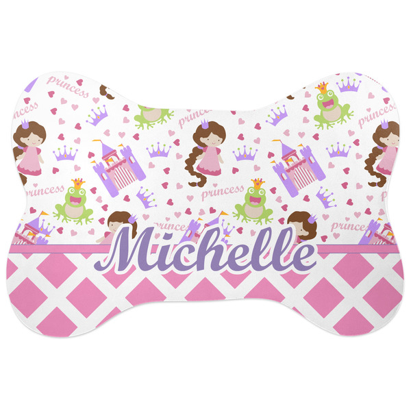 Custom Princess & Diamond Print Bone Shaped Dog Food Mat (Personalized)