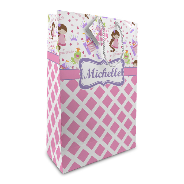 Custom Princess & Diamond Print Large Gift Bag (Personalized)