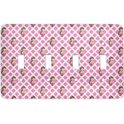 Princess & Diamond Print Light Switch Cover (4 Toggle Plate)