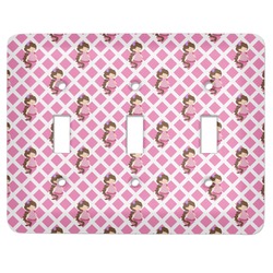 Princess & Diamond Print Light Switch Cover (3 Toggle Plate)