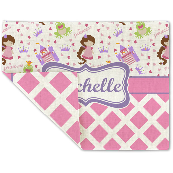Custom Princess & Diamond Print Double-Sided Linen Placemat - Single w/ Name or Text