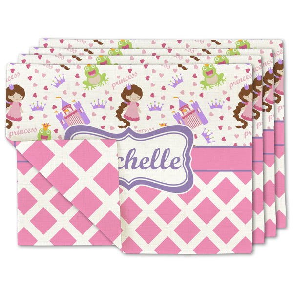 Custom Princess & Diamond Print Linen Placemat w/ Name or Text