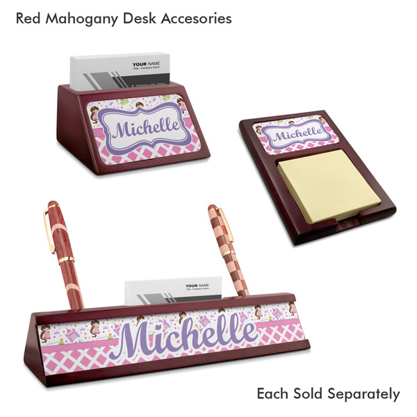 Princess & Diamond Print Mahogany Desk Accessories