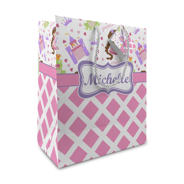 Custom Princess & Diamond Print Medium Gift Bag (Personalized)
