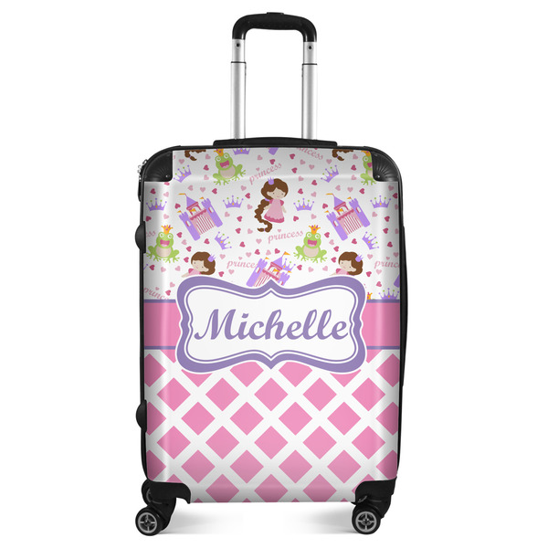 Custom Princess & Diamond Print Suitcase - 24" Medium - Checked (Personalized)