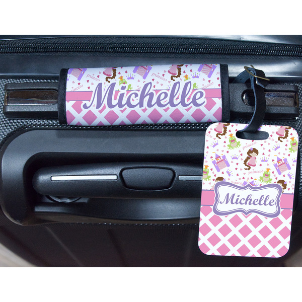Princess & Diamond Print Metal Luggage Tag & Handle Wrap - In Context