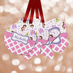 Princess & Diamond Print Metal Ornaments - Double Sided w/ Name or Text