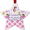 Princess & Diamond Print Metal Star Ornament - Double Sided w/ Name or Text