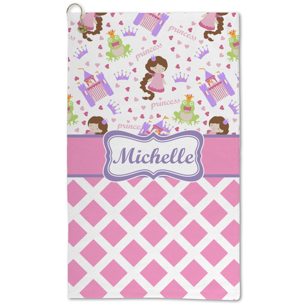 Custom Princess & Diamond Print Microfiber Golf Towel - Large (Personalized)
